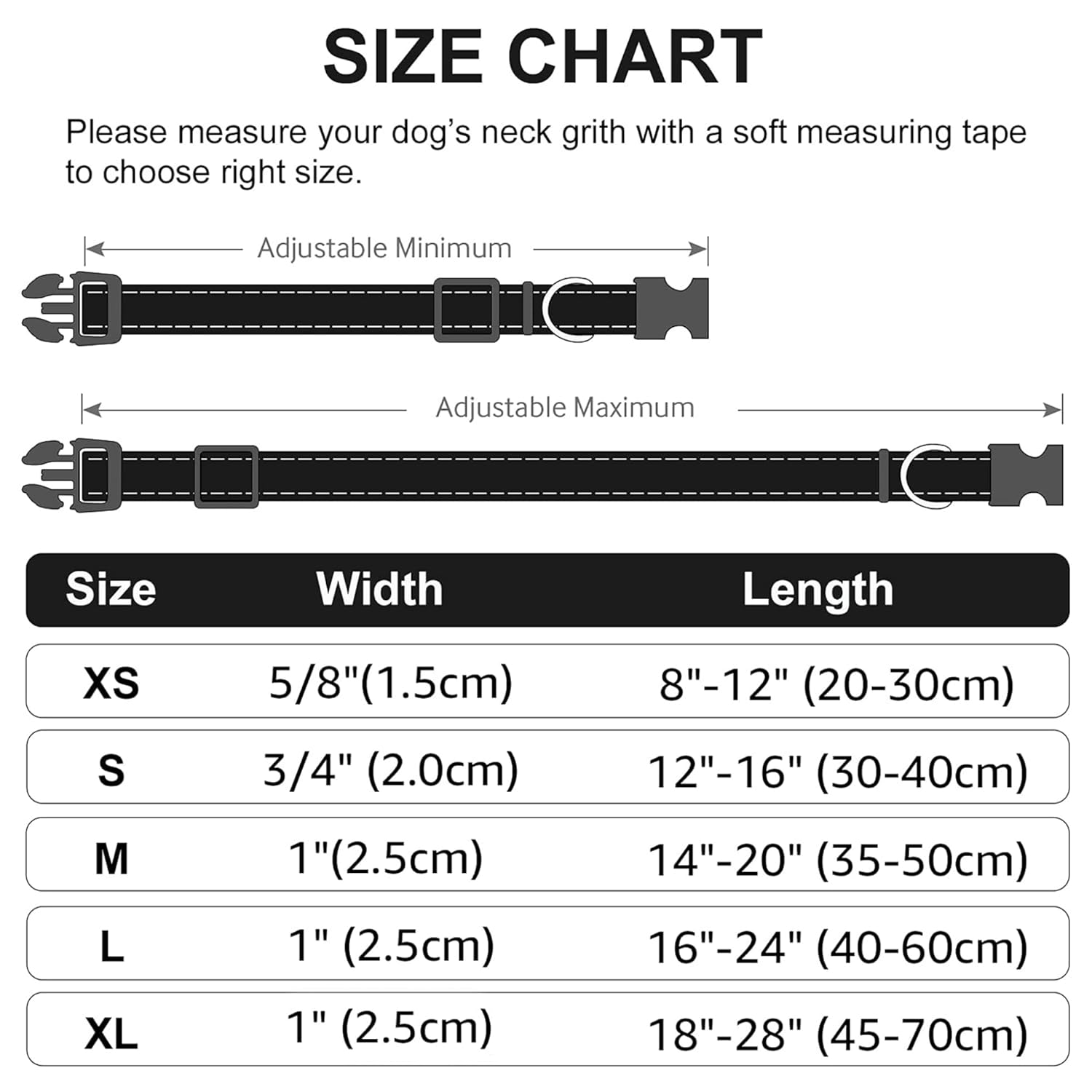 Size Chart For - WOOFLIX Reflective Dog Leash And Collar Set - Orange